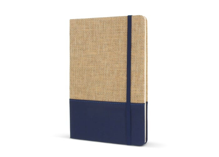 Carnet A5 promotionnel en jute R-PET Bleu foncé